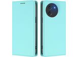 Custodia In Pelle Per Doogee Note 59 / Note 59 Pro, Custodia Flip Magnetica In Finto Cuoio Con Supporto Verde Menta
