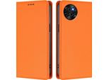 Custodia Per Telefono Cellulare Per Itel S23, Flip Cover In Finto Cuoio Antiurto Custodia Magnetica Con Supporto Arancione