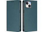 Custodia In Pelle Per Iphone 15, Flip Case Magnetico In Finto Cuoio Con Supporto Verde