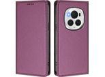 Custodia In Pelle Per Honor Magic6 Pro, Custodia Flip Magnetica In Finto Cuoio Con Supporto Viola