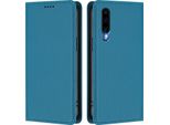 Custodia In Pelle Per Huawei P30, Flip Case Magnetico In Finto Cuoio Con Supporto Lake Blu