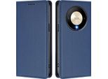 Custodia In Pelle Per Honor X9B/Magic6 Lite, Flip Case Magnetico In Finto Cuoio Con Supporto Blu Scuro