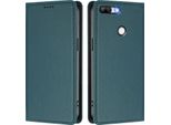 Custodia Per Cellulare Per Honor 9 Lite, Flip Cover In Finto Cuoio Antiurto Magnetica Con Supporto Verde