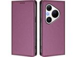 Custodia Per Huawei Pura 80 Pro/Pura 80 Pro+, Flip Cover In Finto Cuoio Antiurto Magnetica Con Supporto Viola