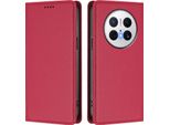Custodia In Pelle Per Huawei Mate 70, Flip Case Magnetico In Finto Cuoio Con Supporto Rosso