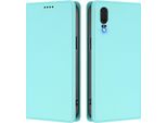 Custodia Per Huawei P20, Flip Cover In Finto Cuoio Antiurto Magnetica Con Supporto Turchese