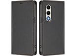 Custodia In Pelle Per Itel S25, Flip Case Magnetico In Finto Cuoio Con Supporto Nero