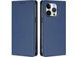 Custodia Per Iphone 13 Pro, Flip Cover In Finto Cuoio Antiurto Magnetica Con Supporto Blu Scuro