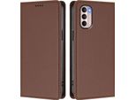 Custodia In Pelle Per Motorola Moto G41 / Moto G31, Custodia Magnetica In Finto Cuoio Con Supporto Marrone