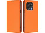 Custodia In Pelle Per Doogee N55 Plus, Custodia Magnetica In Finto Cuoio Con Supporto Arancione
