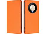 Custodia In Pelle Per Honor X9B/Magic6 Lite, Custodia Flip Magnetica In Finto Cuoio Con Supporto Arancione
