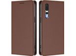 Custodia Per Huawei P20 Pro, Flip Cover In Finto Cuoio Antiurto Magnetica Con Supporto Marrone