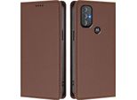 Custodia In Pelle Per Motorola Moto G Power 2022, Custodia Magnetica In Finto Cuoio Con Supporto Marrone