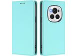 Custodia Per Telefono Cellulare Per Honor Magic6 Pro, Flip Cover In Finto Cuoio Antiurto Magnetica Con Supporto Turchese