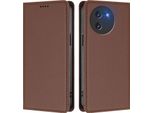 Custodia In Pelle Per Doogee Note 59 / Note 59 Pro, Custodia Flip Magnetica In Finto Cuoio Con Supporto Marrone