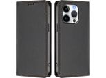 Custodia Per Iphone 16 Pro, Flip Cover In Finto Cuoio Antiurto E Magnetica Con Supporto Nero