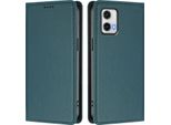 Custodia Per Motorola Moto G73 5G, Flip Cover In Finto Cuoio Antiurto Magnetica Con Supporto Verde