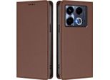 Custodia In Pelle Per Infinix Note 40 4G, Custodia Magnetica In Finto Cuoio Con Supporto Marrone