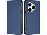 Custodia Per Telefono Cellulare Per Huawei Pura 80, Flip Cover In Finto Cuoio Antiurto Magnetica Con Supporto Blu Scuro