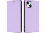 Custodia Per Iphone 15 Plus, Flip Cover In Finto Cuoio Antiurto Magnetica Con Supporto Viola