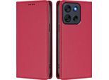 Custodia Per Cellulare Per Motorola Moto G56, Flip Cover In Finto Cuoio Antiurto Magnetica Con Supporto Rosso