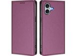 Custodia In Pelle Per Iphone 16 Plus, Custodia Flip Magnetica In Finto Cuoio Con Supporto Viola
