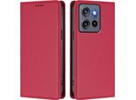 Custodia In Pelle Per Motorola Edge 60 Stylus/Moto G Stylus 5G 2025, Custodia Flip Magnetica In Finto Cuoio Con Supporto Rosso