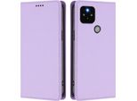 Custodia Per Google Pixel 5, Flip Cover In Finto Cuoio Antiurto Magnetica Con Supporto Viola