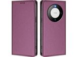 Custodia Per Huawei Mate 60, Flip Cover In Finto Cuoio Antiurto Magnetica Con Supporto Viola