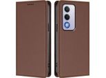 Custodia Per Telefono Cellulare Per Oppo A80 5G, Custodia Magnetica Antiurto In Finto Cuoio Flip Cover Con Supporto Marrone