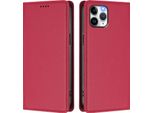 Custodia In Pelle Per Iphone 11 Pro, Flip Case Magnetico In Finto Cuoio Con Supporto Rosso