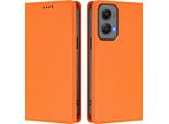 Custodia In Pelle Per Motorola Moto G Stylus 5G 2024, Custodia Flip Magnetica In Finto Cuoio Con Supporto Arancione