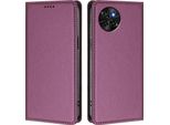 Custodia Per Cellulare Per Itel S23, Custodia Magnetica Antiurto Flip Cover In Finto Cuoio Con Supporto Viola