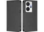 Custodia Per Cellulare Per Itel P55+, Flip Cover In Finto Cuoio Antiurto Magnetica Con Supporto Nero