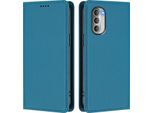 Custodia Per Motorola Moto G51 5G, Custodia Magnetica Antiurto In Finto Cuoio Flip Cover Con Supporto Blu