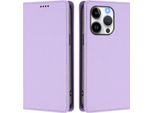 Custodia In Pelle Per Iphone 14 Pro, Custodia Magnetica In Finto Cuoio Flip Con Supporto Viola Chiaro
