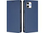 Custodia Per Iphone 11, Flip Cover In Finto Cuoio Antiurto Magnetica Con Supporto Blu Scuro