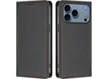 Custodia Per Iphone 17 Pro, Flip Cover In Finto Cuoio Antiurto E Magnetica Con Supporto Nero