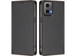 Custodia In Pelle Per Motorola Moto G34 / Moto G45, Custodia Flip Magnetica In Finto Cuoio Con Supporto Nero