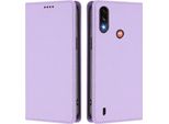 Custodia Per Motorola Moto E7 Power, Flip Cover In Finto Cuoio Antiurto Magnetica Con Supporto Viola