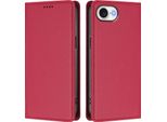 Custodia In Pelle Per Iphone 16E, Flip Case Magnetico In Finto Cuoio Con Supporto Rosso