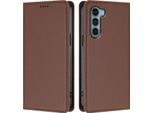Custodia In Pelle Per Motorola Moto G200, Custodia Magnetica In Finto Cuoio Con Supporto Marrone