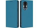 Custodia Per Telefono Cellulare Per Honor 80, Flip Cover In Finto Cuoio Antiurto Magnetica Con Supporto Blu