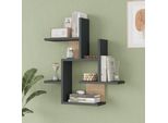 Scaffale A Muro 'Reyna' Con 7 Ripiani 66 X 63 X 15 Cm Antracite / Effetto Legno