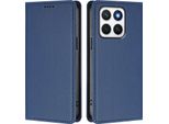 Custodia In Pelle Per Honor X8C, Flip Case Magnetico In Finto Cuoio Con Supporto Blu Scuro
