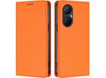 Custodia Per Telefono Cellulare Per Huawei Nova Y73, Flip Cover In Finto Cuoio Antiurto Custodia Magnetica Con Supporto Arancione