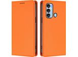 Custodia In Pelle Per Itel S17/Itel Vision 3, Custodia Flip Magnetica In Finto Cuoio Con Supporto Arancione