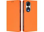 Custodia In Pelle Per Honor 90, Custodia Flip Magnetica In Finto Cuoio Con Supporto Arancione