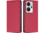 Custodia In Pelle Per Itel P55+, Custodia Flip Magnetica In Finto Cuoio Con Supporto Rosso