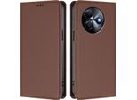 Custodia Per Cellulare Per Itel S24, Custodia Magnetica Antiurto Flip Cover In Finto Cuoio Con Supporto Marrone
